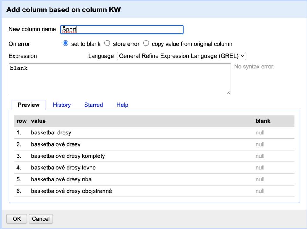keyword research and analysis for seo - Open Refine keyword research add column
