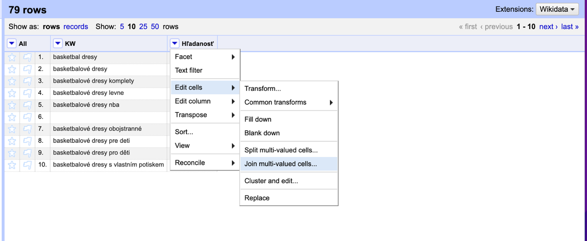 how to analyse keywords for seo - Open Refine terms joining